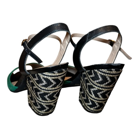 💚 Ekonika Green & Black Block Heel Sandals – Size 38 | Made in Brazil 🇧🇷 - Picture 2 of 6